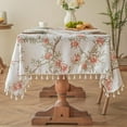 thumbnail image 5 of Euaioeiu Elegant Jacquard Tablecloth with Tassel Floral Birds Print, Waterproof Stain-Resistant Polyester Fabric, 53x39 Inches Rectangular Table Cover for Dining Room Kitchen Party Wedding Decoration, 5 of 6