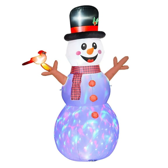 8' Inflatable Snowman Christmas Decoration w/ LED Lights - Outdoor Yard Holiday Decor