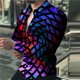 thumbnail image 1 of Camisa de solapa de moda para hombre, rayas cruzadas de colores, morado, azul, informal, deportiva, para fiesta, material de calidad cómodo, primavera y verano, nueva, 1 of 6