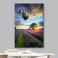 thumbnail image 3 of wall26 Framed Canvas Print Wall Art Sunset Hot Air Balloons Over Lavender Flowers Nature Wilderness Photography Realism Chic Scenic Colorful Rustic Ultra for Living Room, Bedroom, Office - 16"x2, 3 of 5