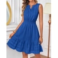 thumbnail image 2 of Merokeety Summer Dress for Women V Neck Flowy Vacation Mini Dress with Pockets Royalblue l, 2 of 5