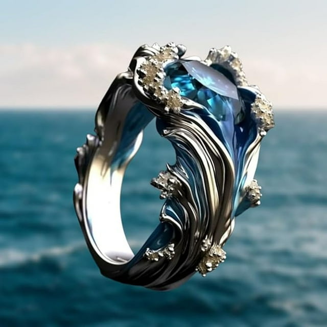 Bagues pour Femmes, Ensemble de Mode en Résine Ondulée avec Diamants, Bague Ouverte pour Femmes