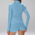 thumbnail image 5 of 2 Piece Workout Sets for Women Shorts Stretchy Thumb Hole Athletic Zip Up Jacket Long Sleeve Short Sets Yoga Gym Set, 5 of 5