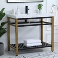 thumbnail image 2 of Elegant Decor Raya 36" Single Resin Top Metal Bathroom Vanity in Gold and Black, 2 of 15