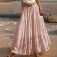 thumbnail image 4 of Ygbgbb Women's 2026 Summer Casual Maxi Skirt High Waisted Boho Flowy A-Line Skirt with Belt Fashion Solid Long Skirt for Beach Party and Everyday Wear Pink XL, 4 of 6