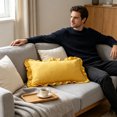 thumbnail image 3 of Ruffled Lumbar Pillowcase 12x20 Inch Cotton Cushion Cover with Hidden Zipper Farmhouse Bedding Decor(30x50cm), 3 of 3