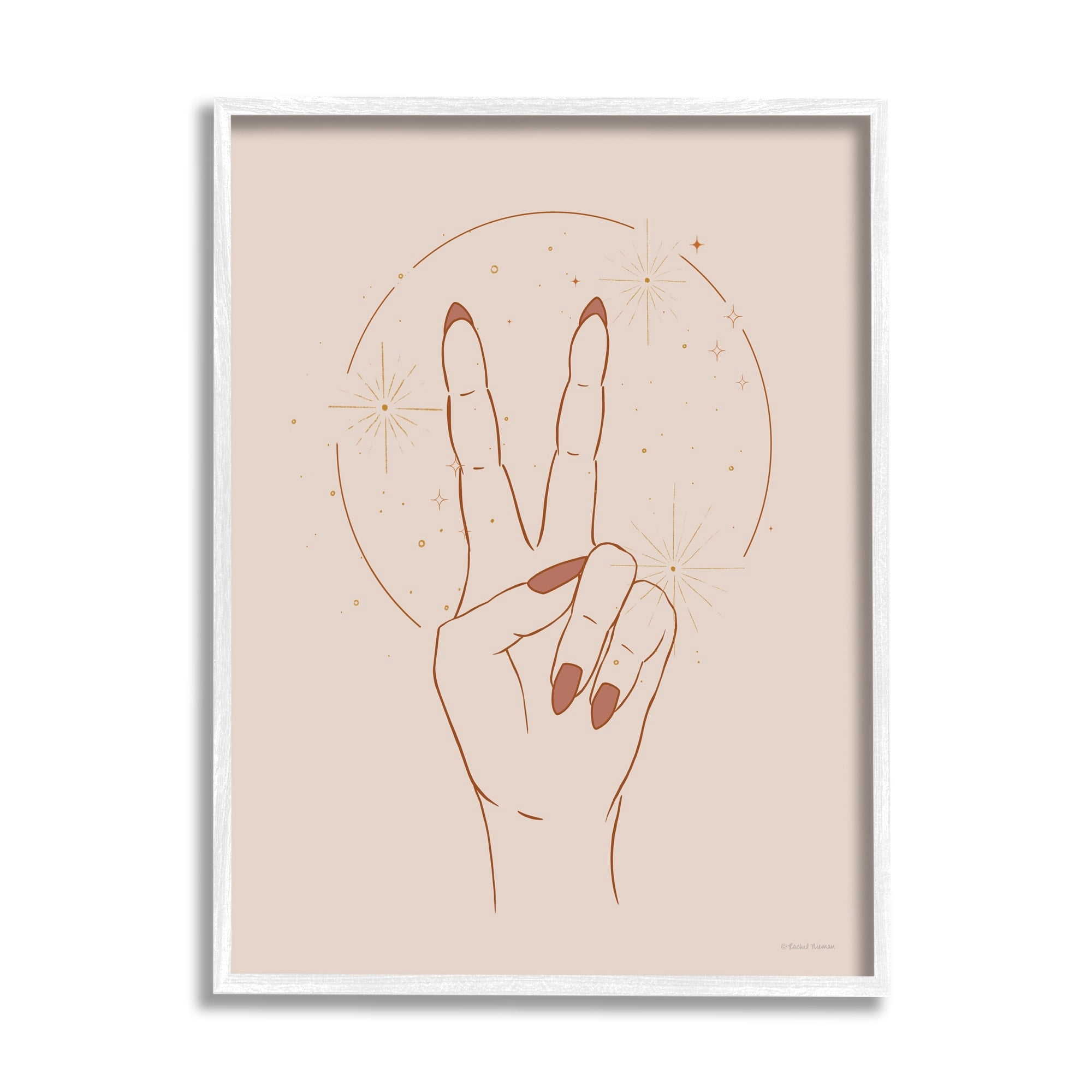 Stupell Industries Casual Peace Sign Hand Symbol Painted Nails Framed Wall Art, 24 x 30, Design by Rachel Nieman