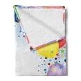 thumbnail image 2 of Party Soft Flannel Fleece Throw Blanket, Happy Celebration Event Theme with Colorful Flying Balloons Party Stars, Cozy Plush for Indoor and Outdoor Use, 50" x 70", Multicolor, by Ambesonne, 2 of 5