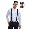 thumbnail image 7 of HISDERN Suspenders for Men Navy Blue Suspenders Adjustable Elastic Suspender Braces Clips X-Back 1.4 Inch, 7 of 7