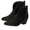 Black, variant on huanledash Autumn Winter Women Pointed Toe Faux Leather Thick Heel Rivet Patchwork Boots