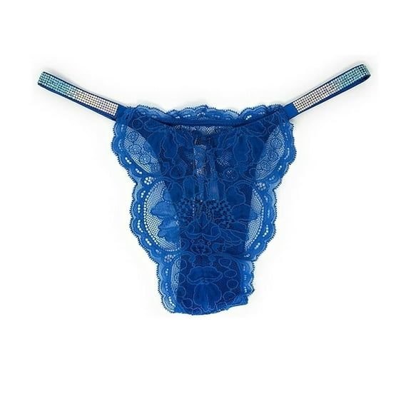 Victoria's Secret Very Sexy Shine Brazilian Shine Lace Panty Blue Size Small NWT