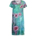 thumbnail image 4 of SMihono Robe d'Été Grande Taille pour Femmes 2023 Manches Courtes Robes Mode Fleurs Imprimées Taille Robe Soleil Col en V Longueur Genou, 4 of 5