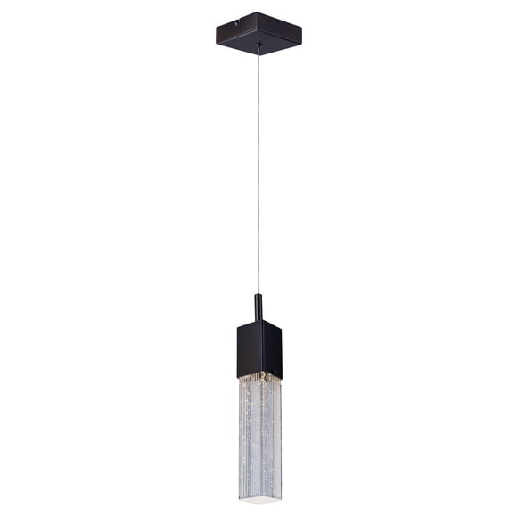 ET2 E22761-89BZ Fizz III Rectangular Bubble Glass Cube Mini LED Pendant Ceiling Lighting, 1-Light 7.5 Watts, 12"H x 5"W, Bronze
