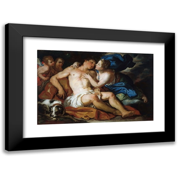 Johann Michael Rottmayr 14x11 Black Modern Framed Museum Art Print Titled - Diana and Endymion (1690)