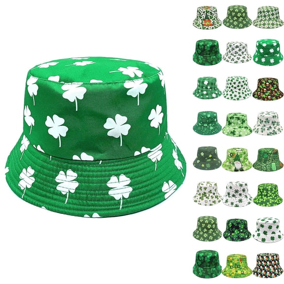 Purcolt St. Patrick's Day Bucket Hats Green Fisherman Sun Hat Accessories Outdoor Travel Beach Cap for Women Men
