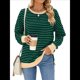 thumbnail image 1 of Sudadera Oversize para Mujer, Verano 2025, Cuello Redondo, Rayas, Larga, Aberturas Laterales, Sudaderas con Capucha Y2K Verde y Azul XL, 1 of 10