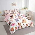 thumbnail image 3 of Castle Fairy Boys Girls Cartoon Animal Bow Dogs Twin Bedding Sets 7-Piece,Happy Valentine's Day Bedding Comforter Set Microfiber,Kawaii Love Heart Print Breathable Sheet Sets,Luxury Bedroom Decor, 3 of 8