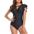thumbnail image 1 of Gibobby Traje de Baño Sexy Bikini 2023 traje de baño de mujer Sexy recortado manga volante Bikini sólido traje de baño(Negro,G), 1 of 4