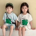thumbnail image 4 of Conjunto deportivo de verano para niños, traje de pantalones cortos de manga corta con patrón de rana, chándal para niños, ropa para niños, 2 uds., 4 of 6