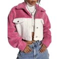 thumbnail image 2 of Womens Fuzzy Fleece Jacket Button Down Coats Casual Winter Warm Outwear with Pockets Pink S, 2 of 9
