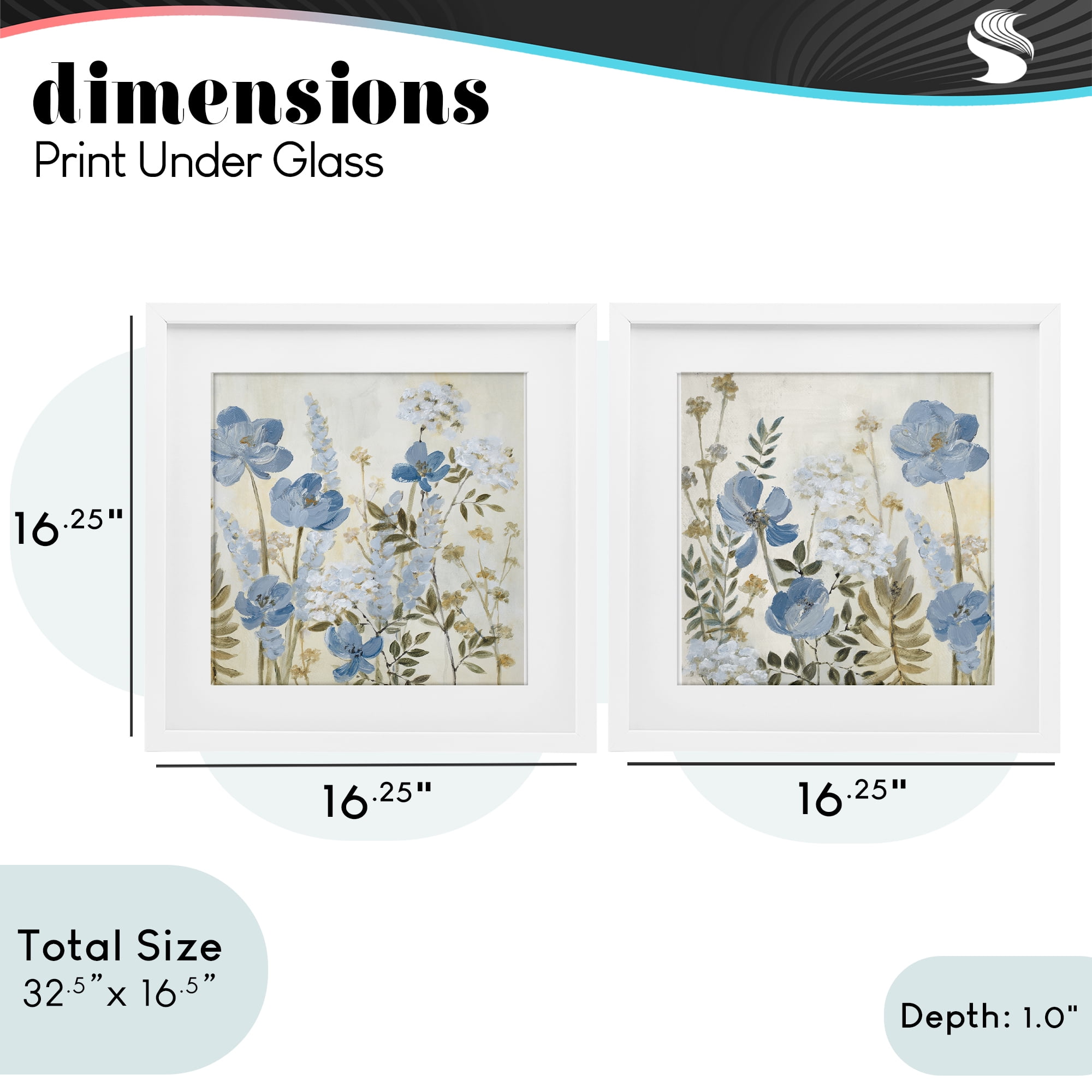 Stupell Industries Blue Peaceful Garden 2 Piece White Framed Print Under Glass Set, design by Lanie Loreth