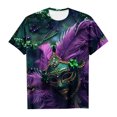 thumbnail image 4 of Juosiy Women Loose Thin Colorful Carnival Printed Blouse Trendy Short Sleeve Round Neck Simple Daily Tops, 4 of 4