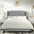 thumbnail image 6 of Gewnee Queen Size Upholstered Platform Bed Frame with Adjustable Wingback Headboard.Box Spring Required.Light Gray, 6 of 7