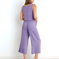thumbnail image 5 of Cotton Linen Two Piece Sets for Women 2025 Wide Leg Two Piece Pants Set Casual Tank Tops Two Piece Outfits Summer Lounge Set, Limited Time Offer, 5 of 6