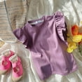 thumbnail image 3 of GYRATEDREAM Toddler Baby Girls Summer T-Shirt Kids Blouse Basic Plain Ruffle Sleeve Tee Top Children Cotton Casual Clothes for 2-7 Years, 3 of 8
