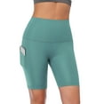 thumbnail image 3 of Cadmus Women's High Waist Spandex Compression Yoga Athletic Shorts for Workout Bike Running Side Deep Pockets,Light Pink & light Purple & Turquoise,Medium, 3 of 9