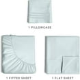 thumbnail image 3 of CGK Linens 3-Piece Ultra Soft & Comfy Hotel Luxury Sheet Set - Twin Size Cooling Bed Sheet Fits 8"-16" Mattresses, Ice Blue, 3 of 7