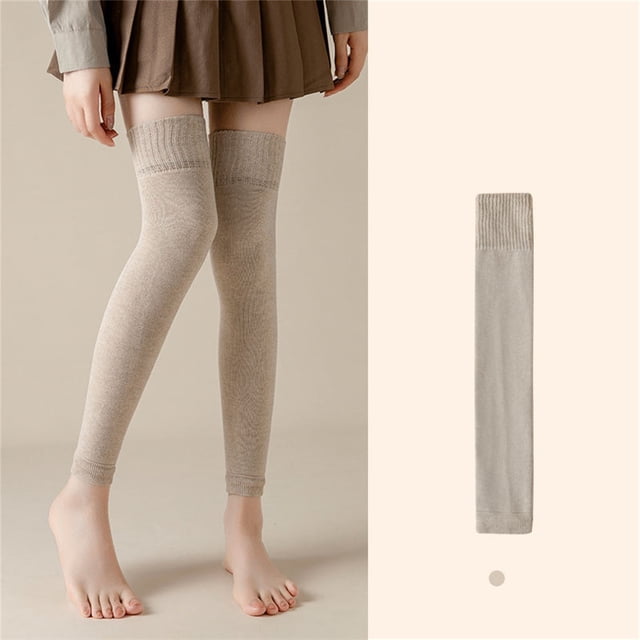 Chaussettes Chaudes Épaisses en Polaire Automne et Hiver pour Femmes Bas Genou Froid compression Marron
