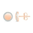 thumbnail image 3 of DGOLD 10kt Rose Gold Round White Diamond Metallic Circle Stud Earrings for Women (1/10 cttw), 3 of 4