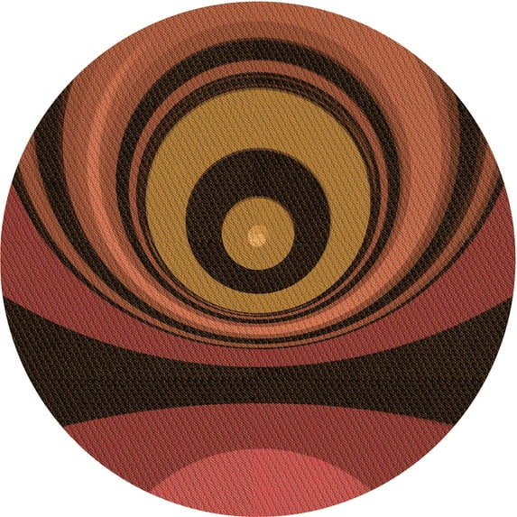 Ahgly Company Machine Washable Indoor Round Transitional Mahogany Brown Area Rugs, 7' Round