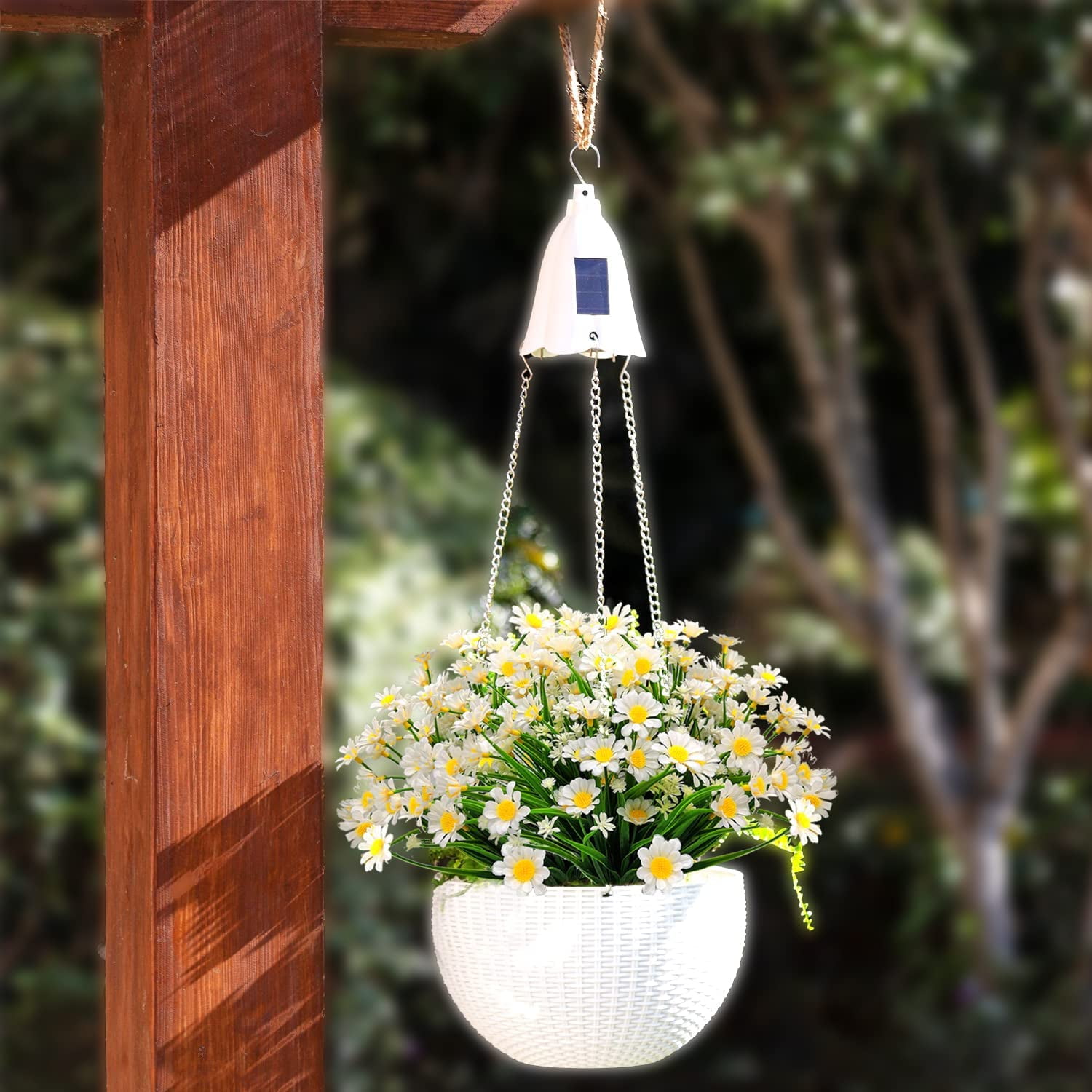 Viworld 10 Bundles Outdoor Artificial Daisy Fake Flowers UV Resistant Plants, Faux Plastic Greenery for Indoor Hanging Plants Garden Porch Window Box Home Wedding Farmhouse Decor (White)