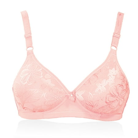

Aayomet Push Up Bras for Women Women s Front Closure Posture Bra Full Coverage Back Support Wireless Comfy Pink 42