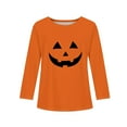 thumbnail image 5 of Abcomgle Girls Halloween Shirts 10-12 Spooky Pumpkin Face Graphic Tshirts for Girls Crewneck Long Sleeve Shirts for Kids Girls Fall Funny Cute Tee Top Girls,8-9 Years, 5 of 5