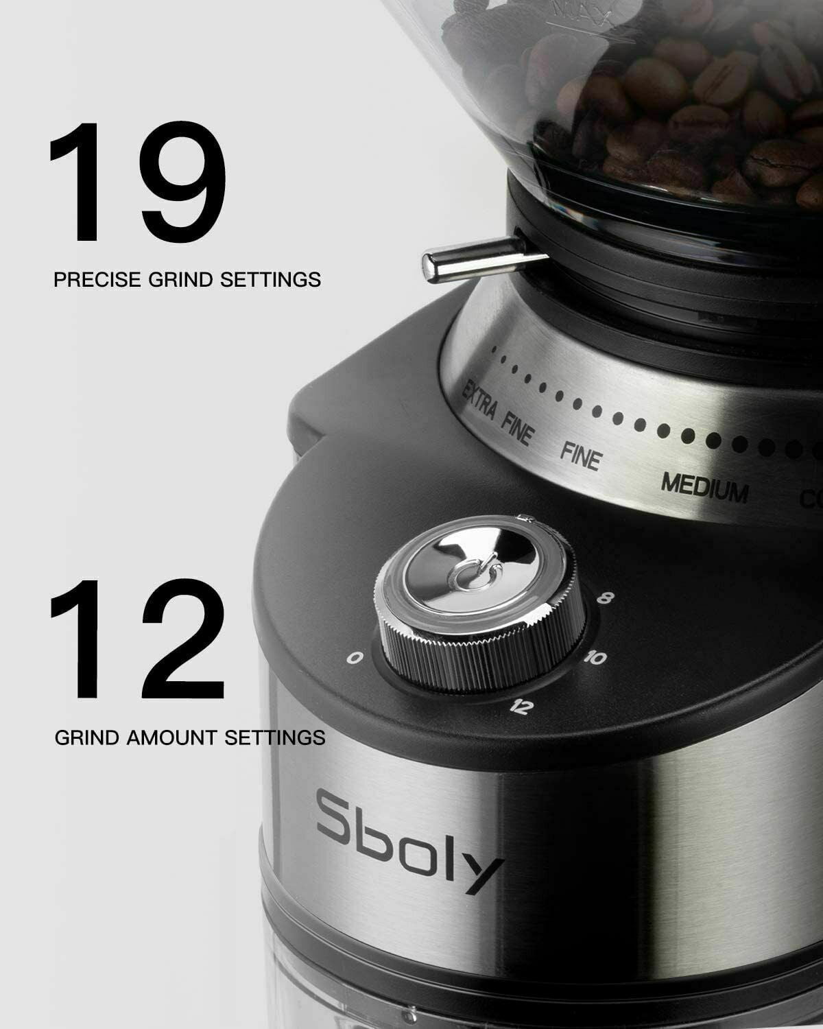 Sboly Electric Burr Mill Automatic Coffee Grinder for Drip French Press  2-12 Cup 770773154414
