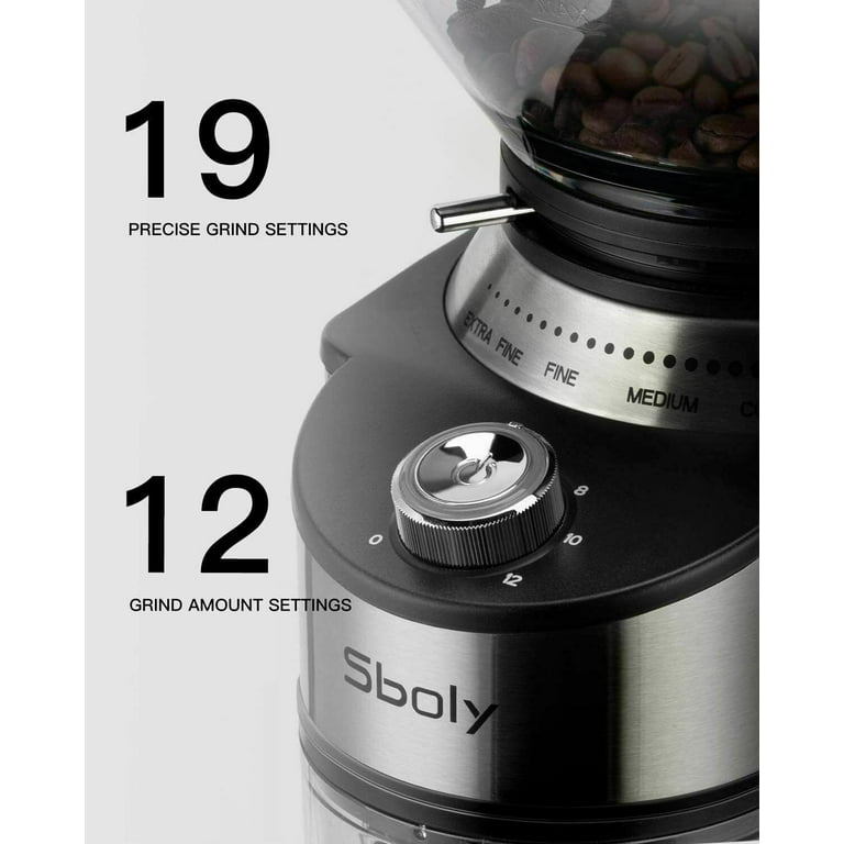 Sboly SYCG-801 Conical Electric burr Coffee Grinder Auto-off American  Turkish 