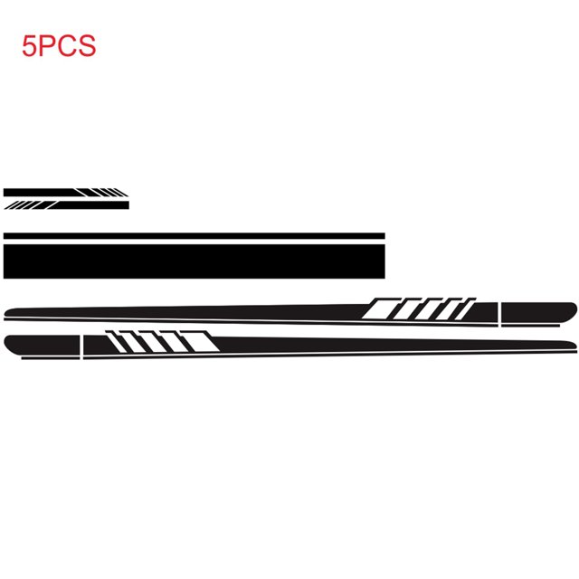 Adhesivos decorativos D-935 para autos, vinilos de alta calidad en negro para capó, puertas y espejos, set de 5 piezas.