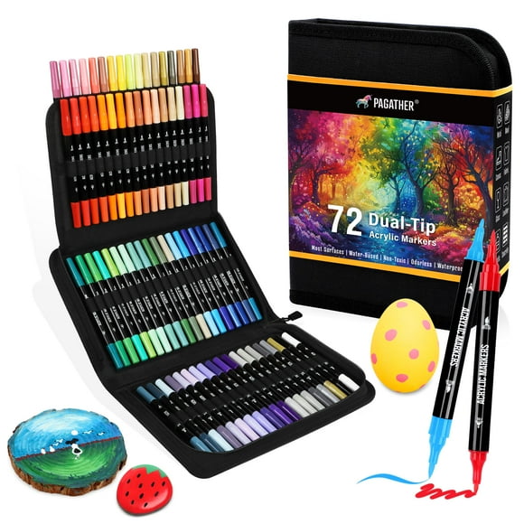Marcadores de pintura acrílica Pagather, 72 colores, doble punta