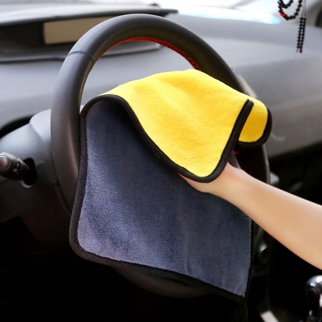 Toalla de coche de vellón coral Toalla de lavado de coche Trapo de fibra Toalla de coche de doble cara de dos colores absorbente espesada