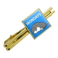 thumbnail image 1 of Mondays Cat Sleepy Tired Sleeping Work Square Tie Bar Clip Clasp Tack- Silver or Gold, 1 of 4