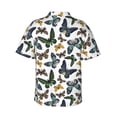 thumbnail image 3 of Daiia Watercolor Butterflies Hawaiian Shirt for Men Gentle Cotton Regular Short Sleeve Casual-Large, 3 of 9