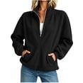 thumbnail image 3 of Jaunzuar Sweatshirt for Women Corduroy Long Sleeve Quarter Zip Pullover Stand Collar Loose Casual Tops with Pockets L, 3 of 6