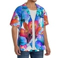 thumbnail image 2 of Pofeuu Bright Flowers Print Mens Casual Short Sleeve Shirts Beach Summer Spread Collar Pocket Tops Men's Casual Short-sleeved Shirt-Medium, 2 of 5