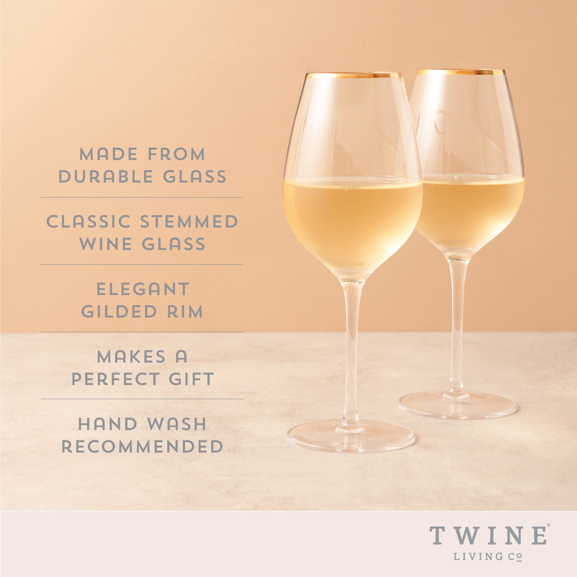 Charter Club Gilded Stemless Wine Glass, Set of 2, Created for Macy's -  Macy's