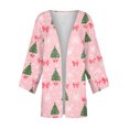 thumbnail image 7 of Women's Casual and Fashionable Christmas Printed Lightweight Mid-Length Jacket Cardigan, for Spring and Fall Wear,Pink,M, 7 of 7