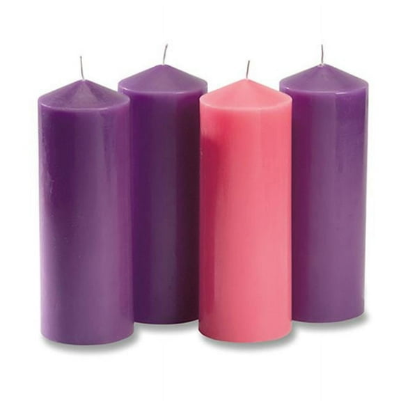 CB Catholic KD172 8 in. Purple & Pink Advent Pillar Set