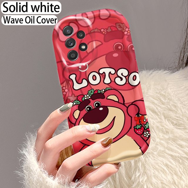 Samsung Galaxy A55 A54 A53 Phone Case with Strawberry Bear Design Soft Wave Pattern